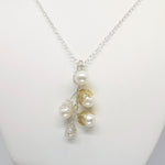 Load image into Gallery viewer, Crocheted Gold Cluster Pearl Pendant