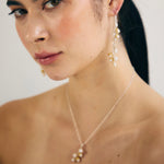 Load image into Gallery viewer, Crocheted Silver & Gold Cluster Earrings