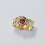 Load image into Gallery viewer, Gold and Ruby Knautia Ring