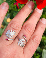 Load image into Gallery viewer, Ruby & Hawthorn Cluster Open Ring