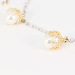 Load image into Gallery viewer, Crocheted Gold Pearl Charm Bracelet