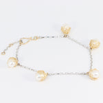 Load image into Gallery viewer, Crocheted Gold Pearl Charm Bracelet
