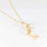Load image into Gallery viewer, Crocheted Gold Cluster Pearl Pendant