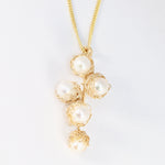 Load image into Gallery viewer, Crocheted Gold Cluster Pearl Pendant