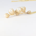 Load image into Gallery viewer, Crocheted Gold Cluster Pearl Pendant