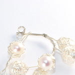 Load image into Gallery viewer, Crocheted Silver Pearl Hoop Earrings