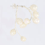 Load image into Gallery viewer, Crocheted Silver Pearl Hoop Earrings