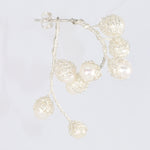 Load image into Gallery viewer, Crocheted Silver Pearl Hoop Earrings