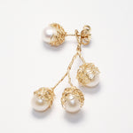 Load image into Gallery viewer, Crocheted Gold Pearl Drop Earrings