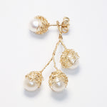 Load image into Gallery viewer, Crocheted Gold Pearl Drop Earrings