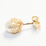 Load image into Gallery viewer, Crocheted Gold Pearl Drop Earrings