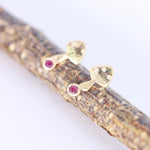 Load image into Gallery viewer, Gold & Ruby Mushroom Studs