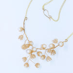 Load image into Gallery viewer, Crocheted Gold Pearl Vine Chain Necklace