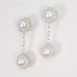 Load image into Gallery viewer, Crocheted 24ct Gold Vermeil Drop Pearl Studs
