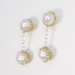 Load image into Gallery viewer, Crocheted 24ct Gold Vermeil Drop Pearl Studs
