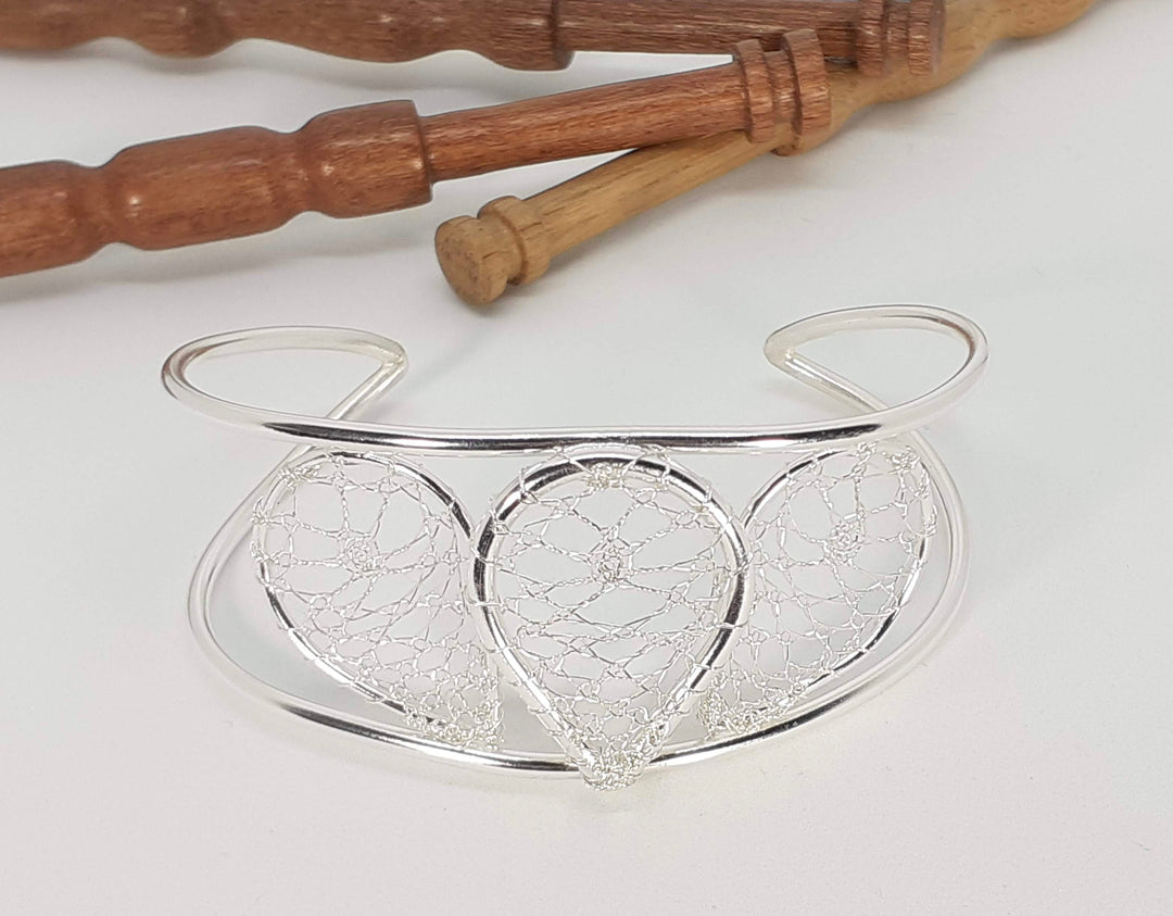 Torchon Silver Lace Torc Bracelet