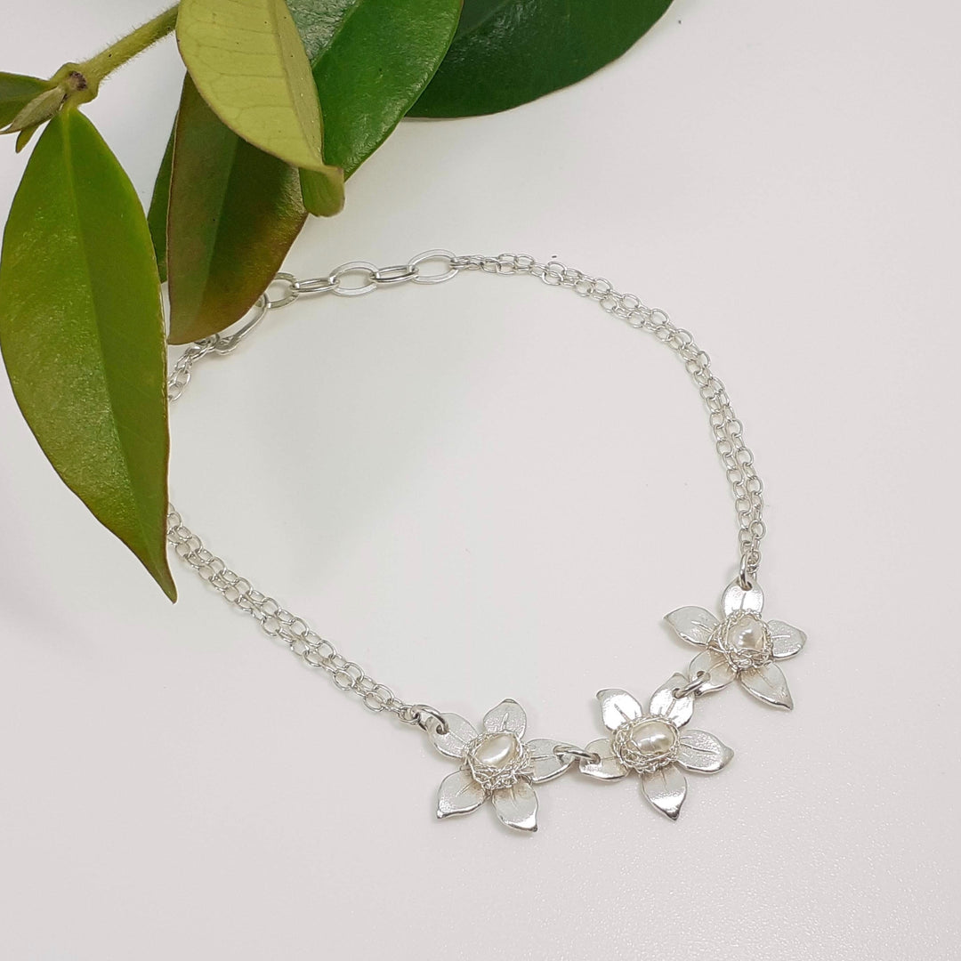 Jasmine Silver Pearl Posy Bracelet