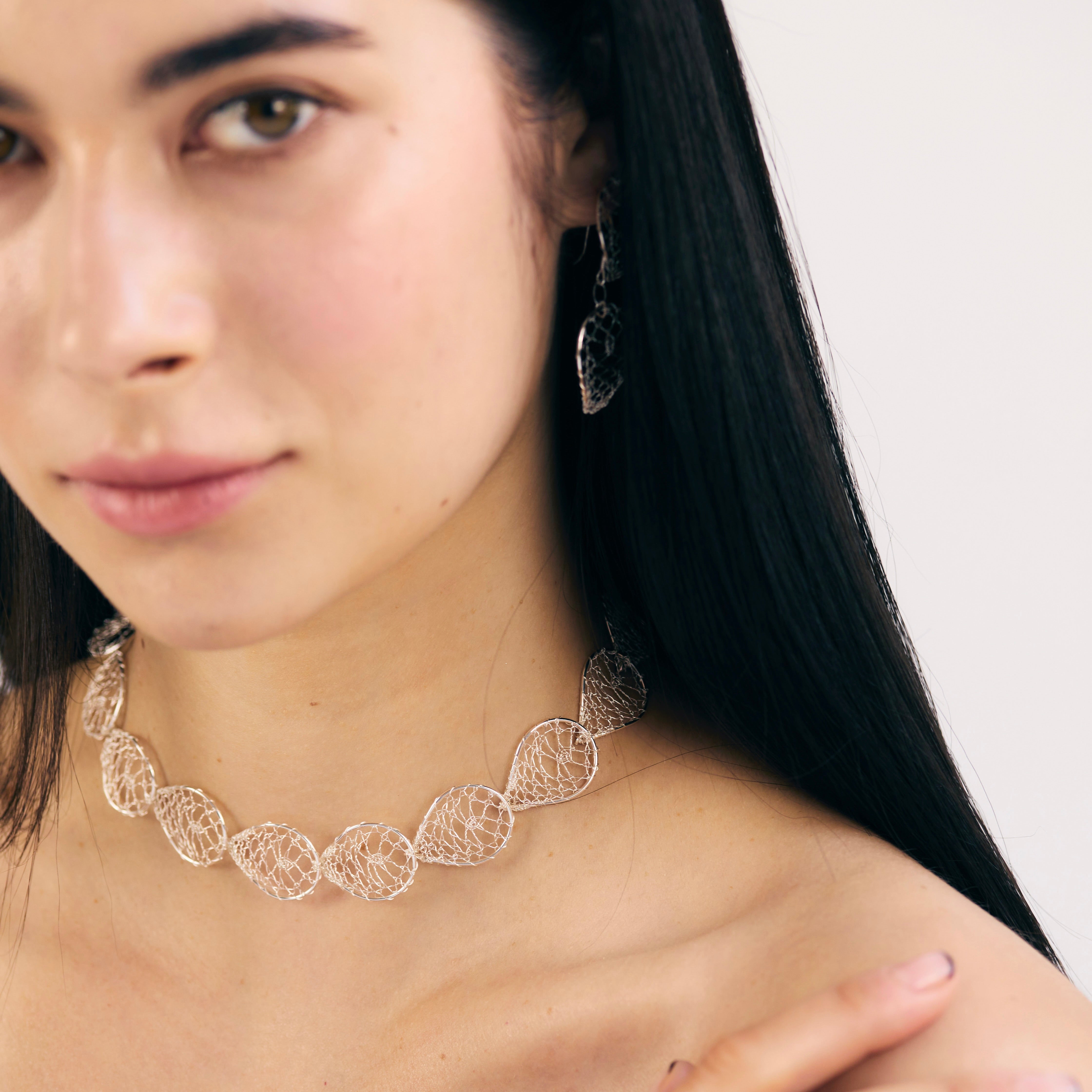 Torchon Silver Lace Collar Necklace