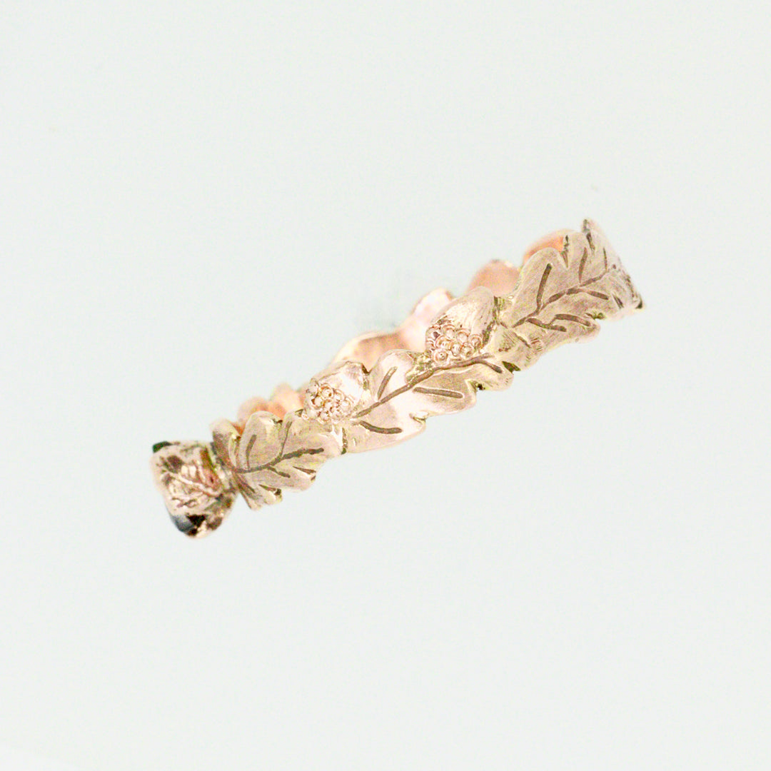 Tourmaline and 9ct Red Gold Oak Leaf Ring