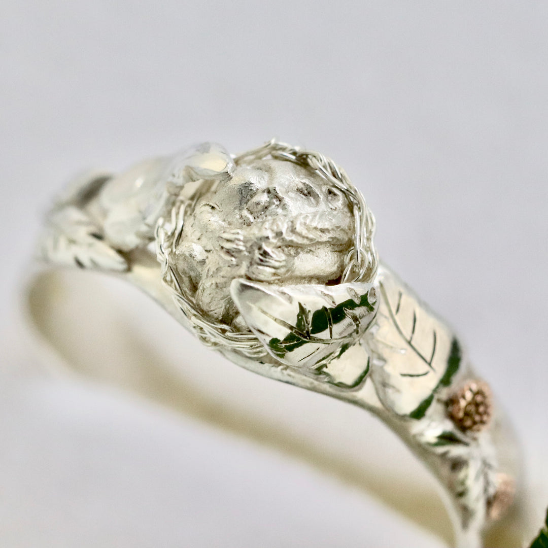 Hazel Dormouse Silver Ring