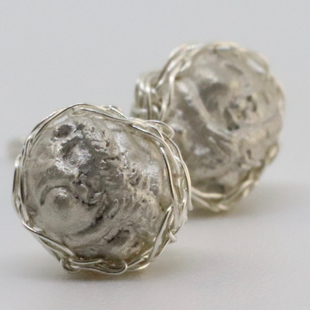 Cosy & Snug Silver Dormouse Studs