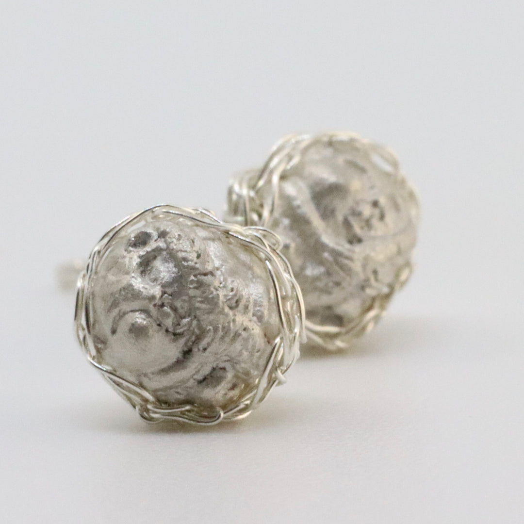 Cosy & Snug Silver Dormouse Studs