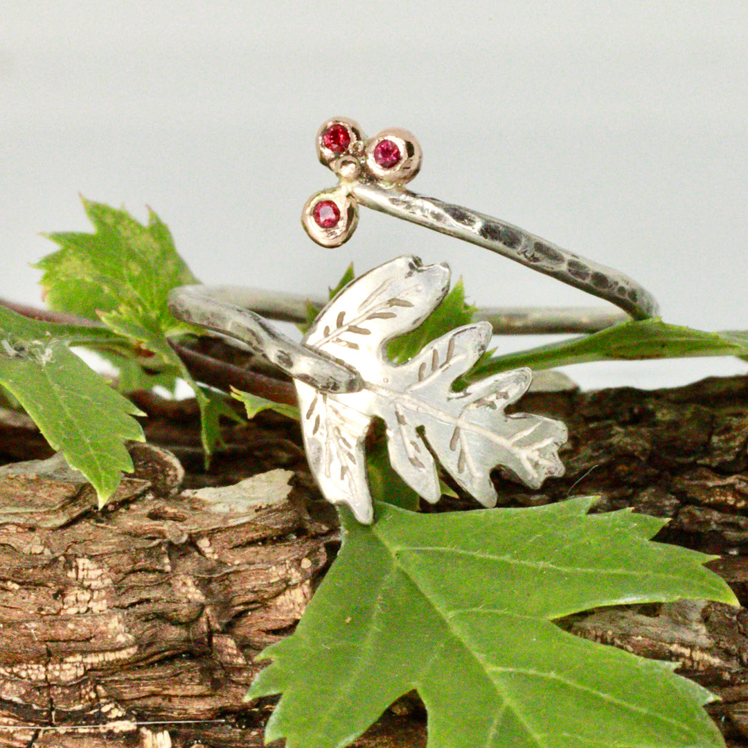 Ruby & Hawthorn Cluster Open Ring