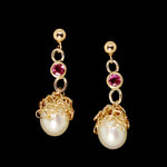 Load image into Gallery viewer, Crochet 9ct Gold &amp; Ruby Stud Drop Earrings