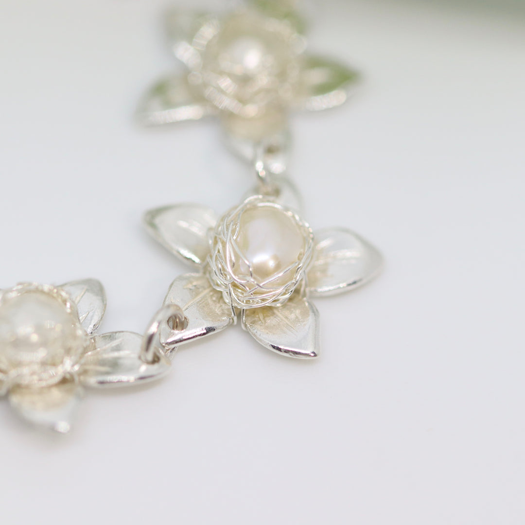 Jasmine Silver Pearl Posy Necklace