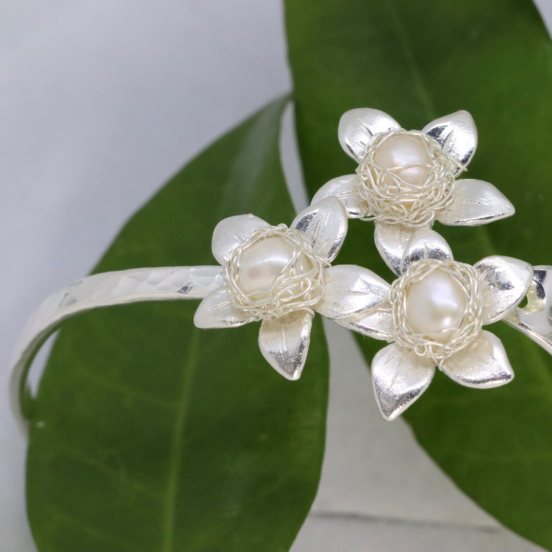 Jasmine Silver Posy Bangle