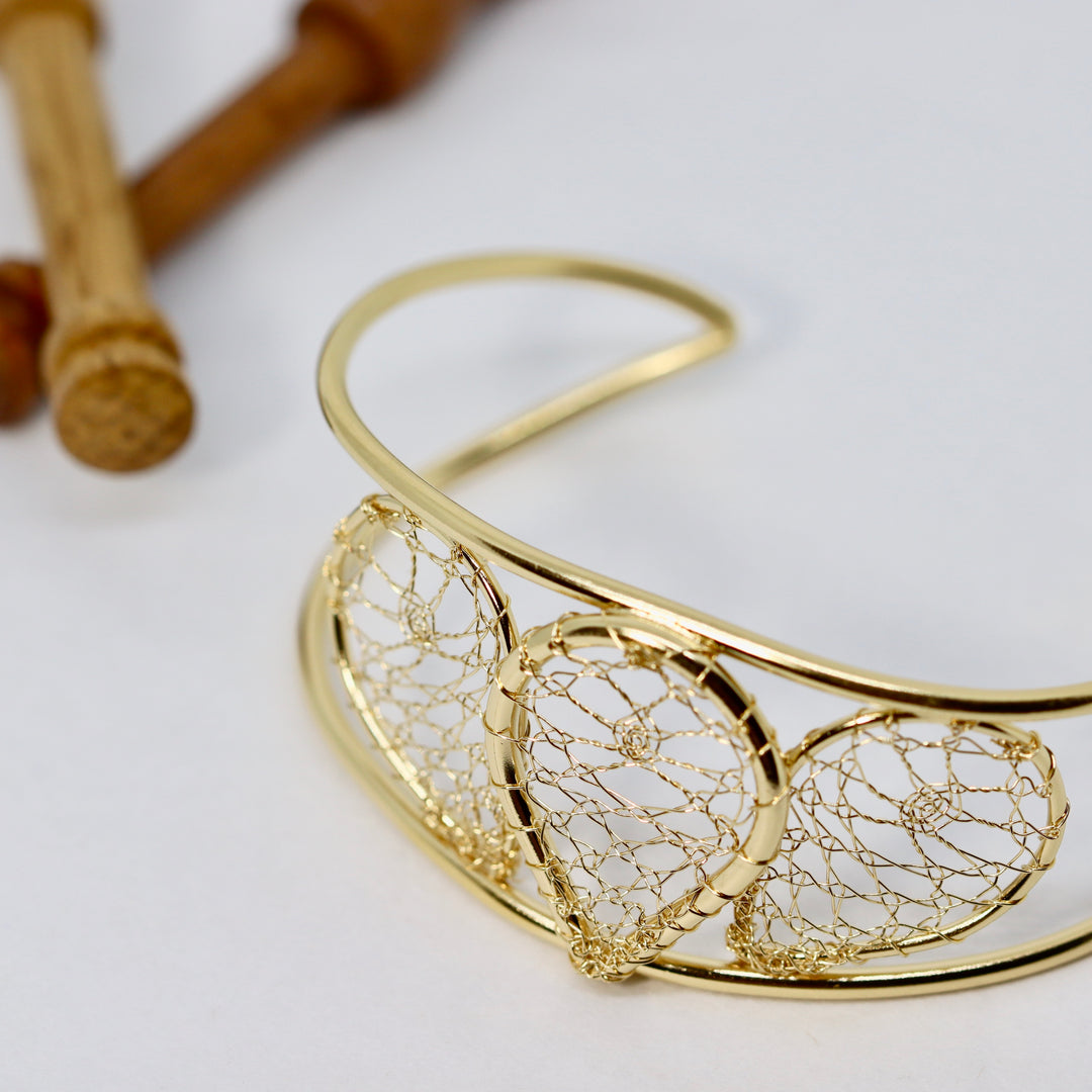 Torchon Gold Lace Torc Bracelet