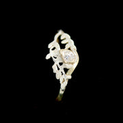 9ct Gold & Silver Moissanite Fern Ring