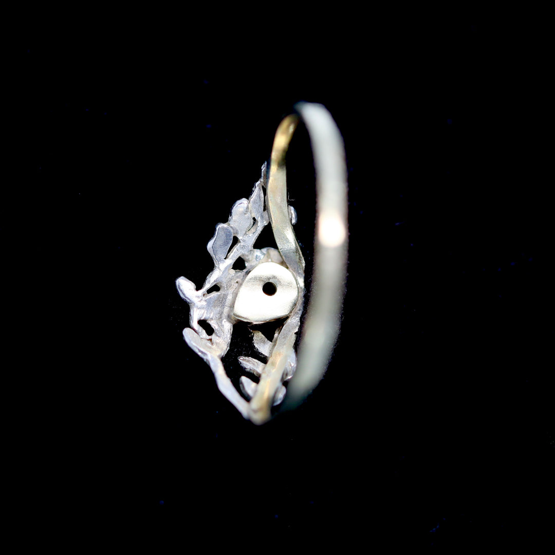 9ct Gold & Silver Moissanite Fern Ring