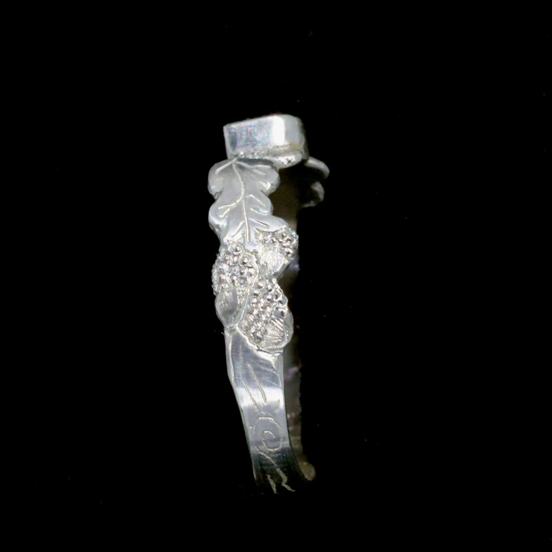 Pink Tourmaline Silver Oak Ring