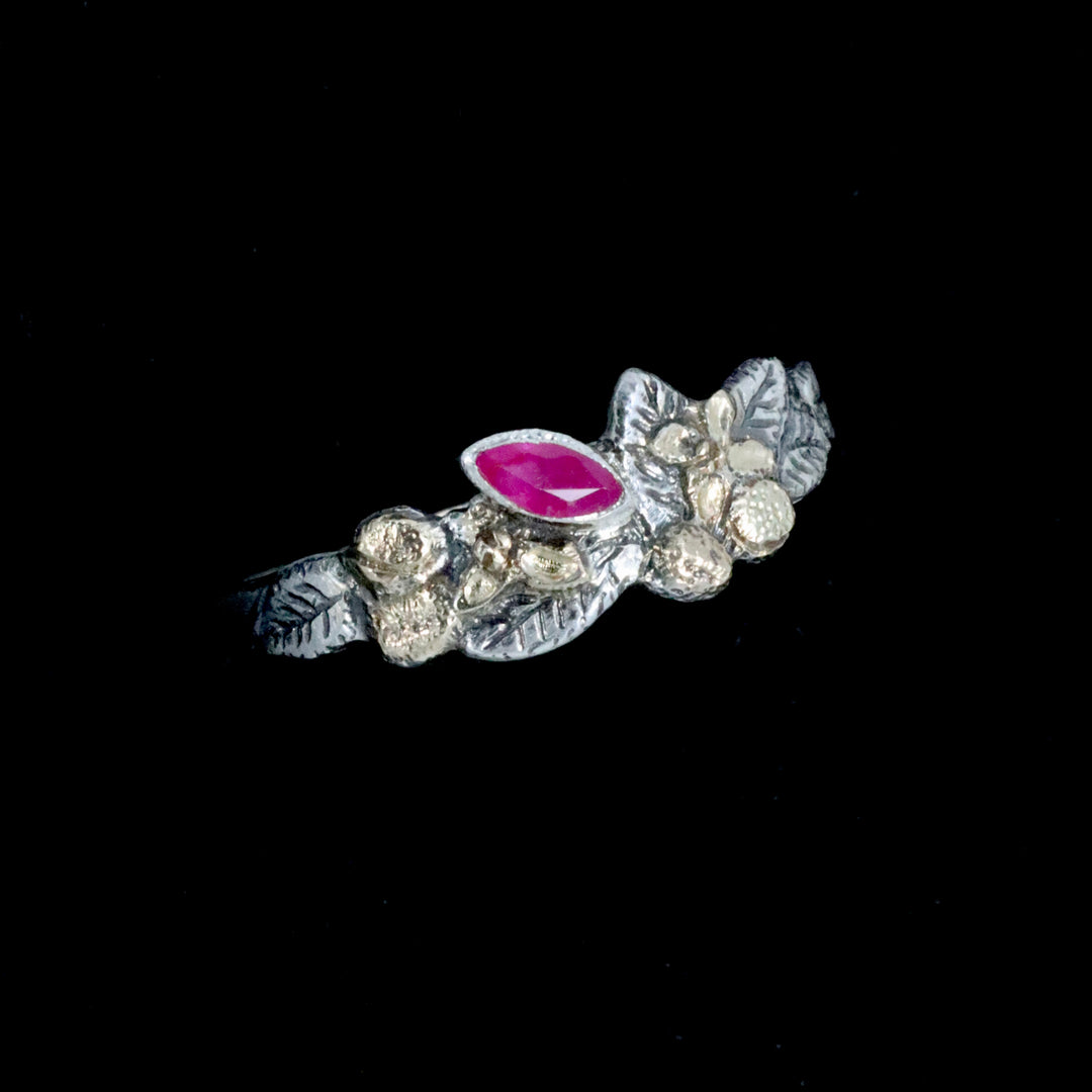 Ruby Silver & 9ct Gold Beech Ring
