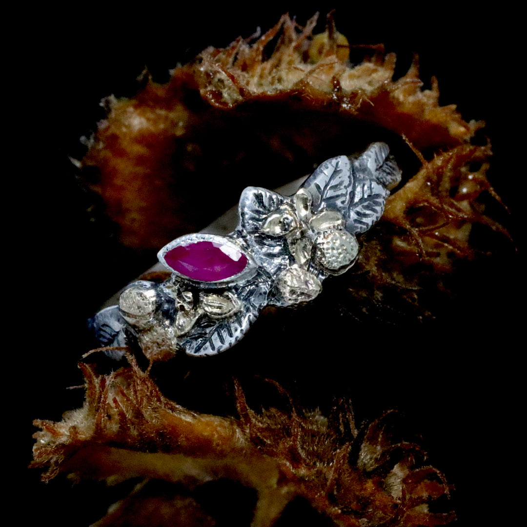 Ruby Silver & 9ct Gold Beech Ring