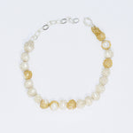 Load image into Gallery viewer, Crocheted Silver &amp; Gold String of Pearls Bracelet
