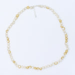 Load image into Gallery viewer, Crocheted Silver &amp; Gold String of Pearls Bracelet
