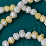 Load image into Gallery viewer, Crocheted Silver &amp; Gold String of Pearls Necklace
