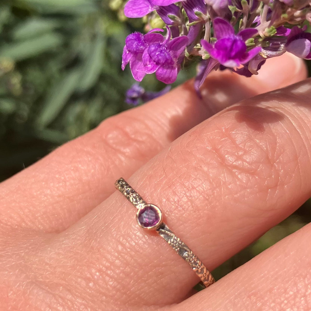 Ruby & 9ct Yellow Gold Forget-me-not Ring