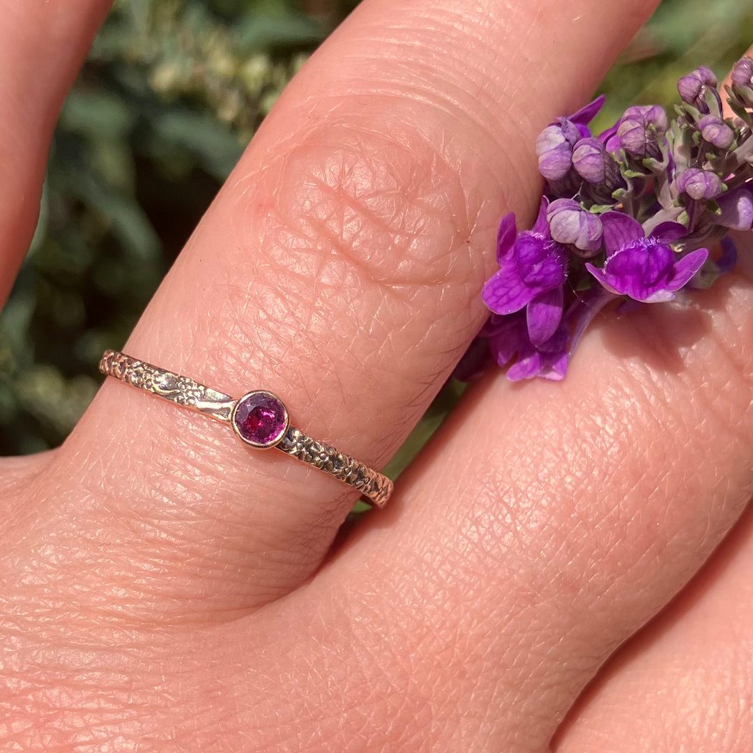 Ruby & 9ct Yellow Gold Forget-me-not Ring