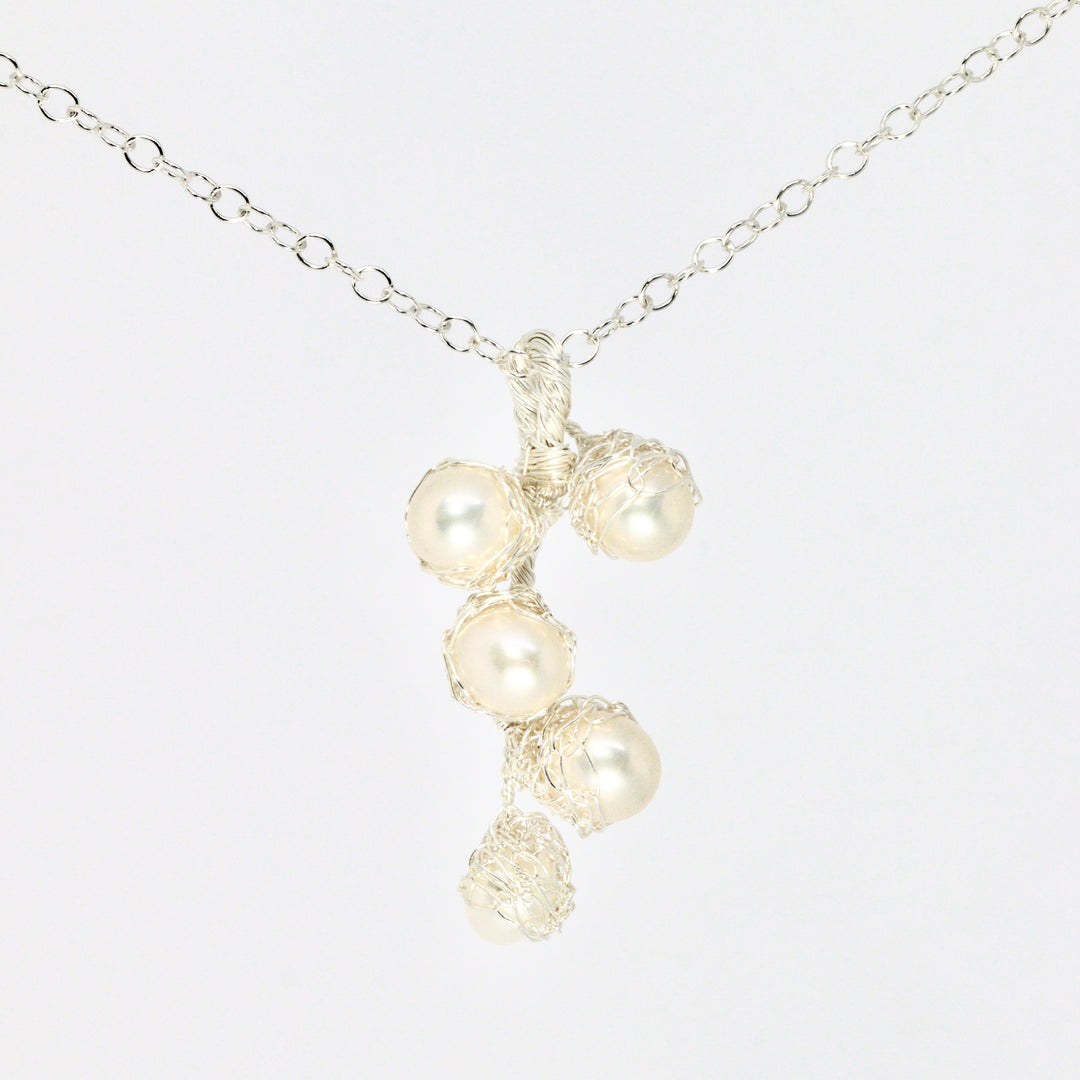 Crocheted 24ct Gold Vermeil Cluster Pearl Pendant