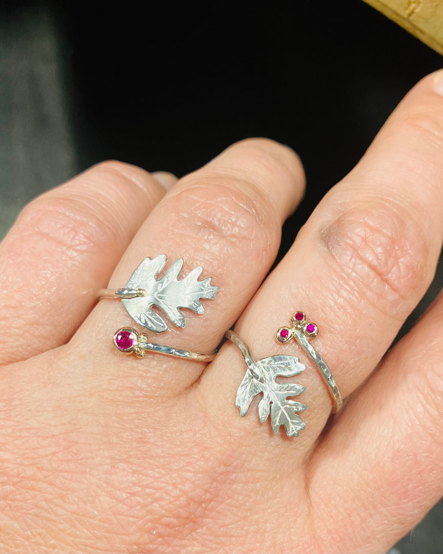 Ruby & Hawthorn Cluster Open Ring