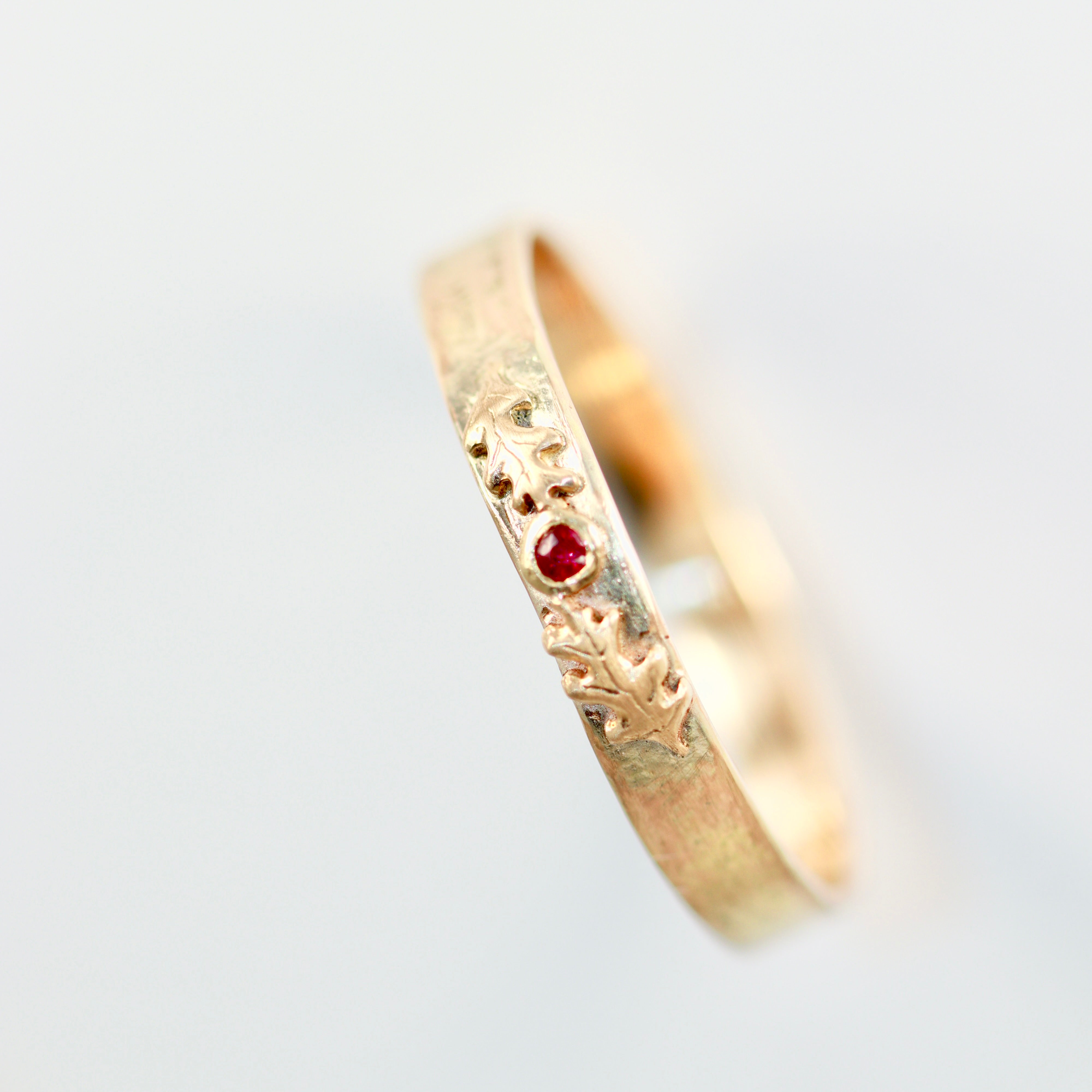 Gold Oak Ruby Skinny Ring