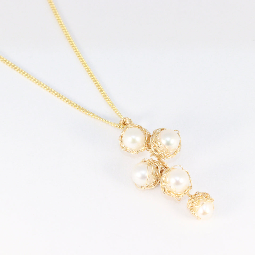 Crocheted 24ct Gold Vermeil Cluster Pearl Pendant