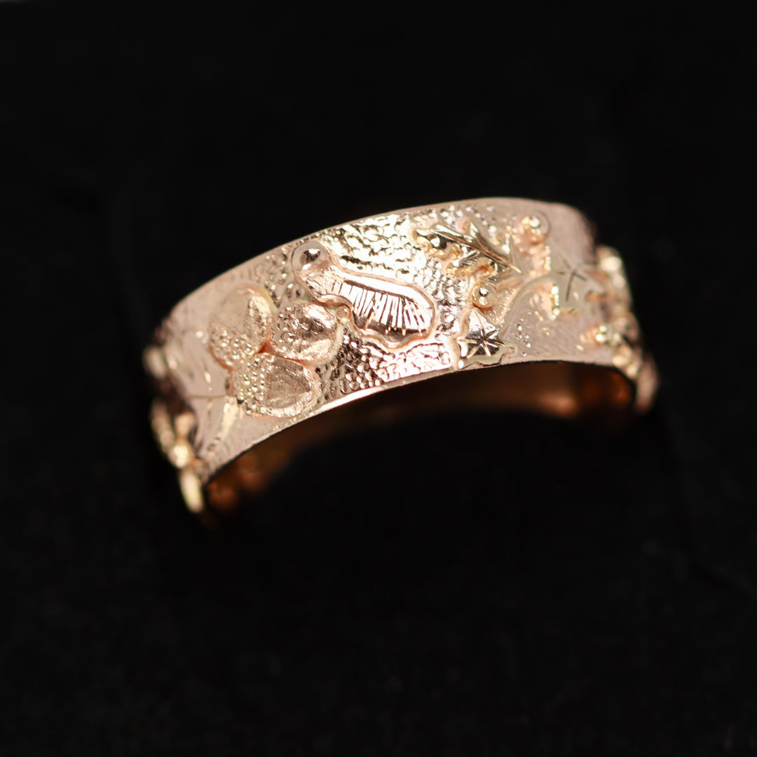 Autumn Leaf Red Gold Ring