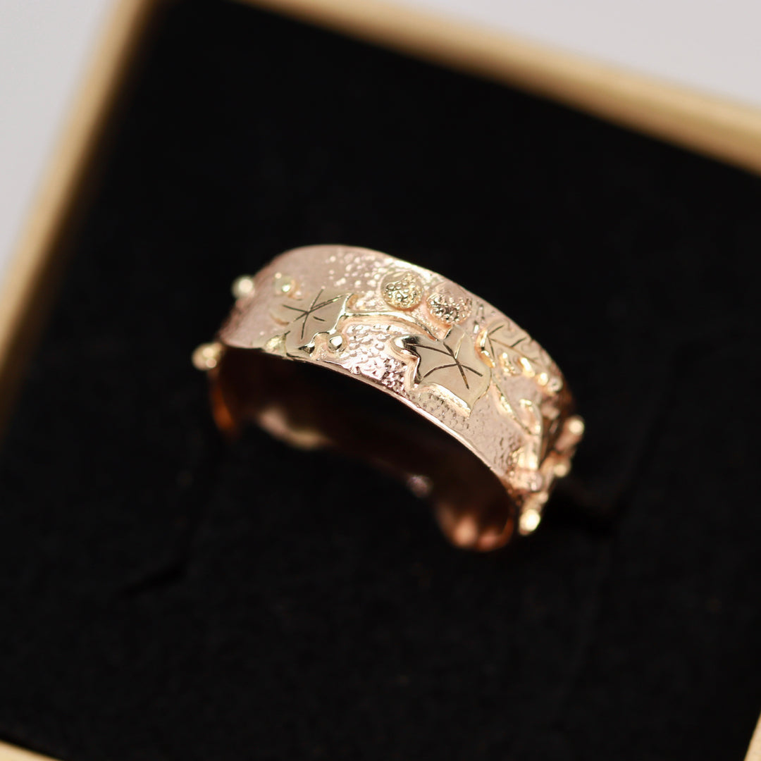 Autumn Leaf Red Gold Ring