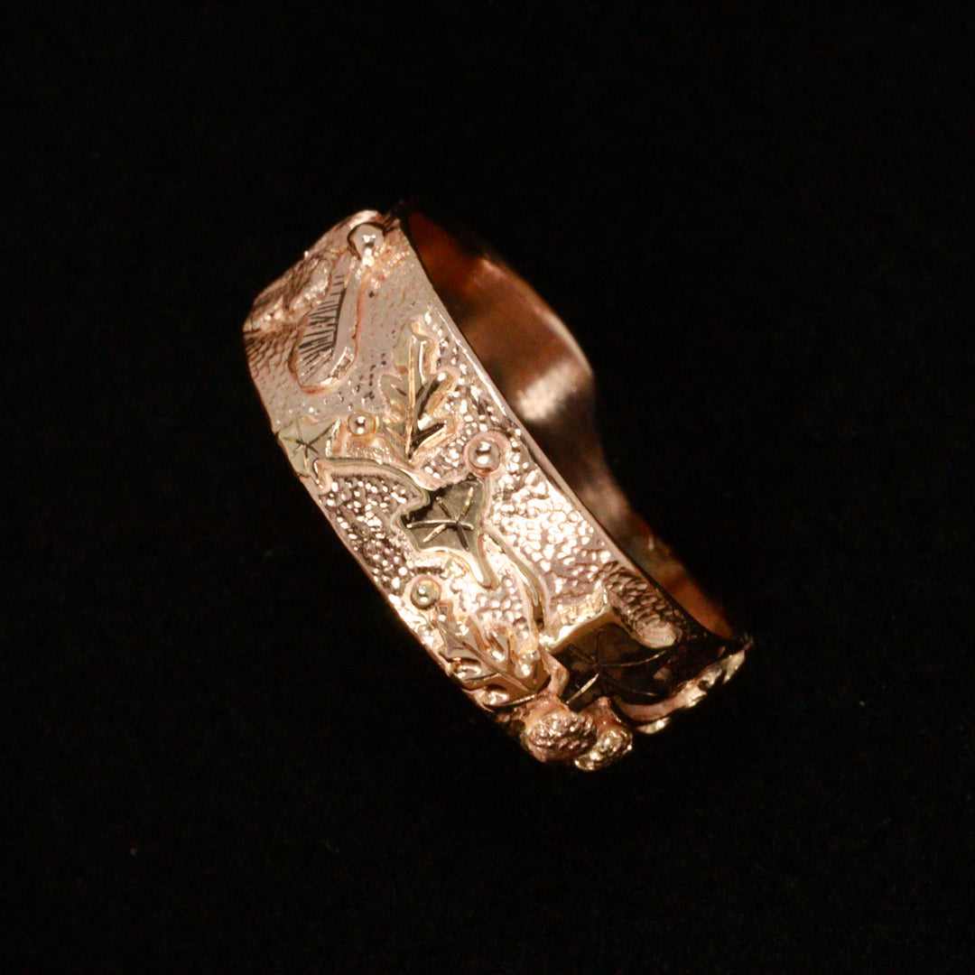 Autumn Leaf Red Gold Ring