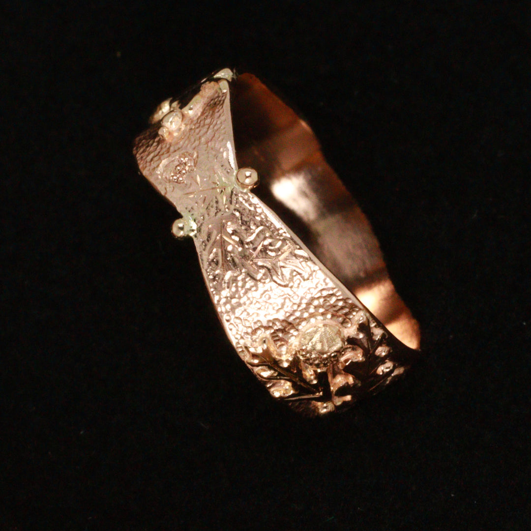 Autumn Leaf Red Gold Ring