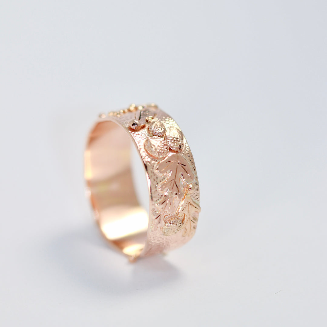 Autumn Leaf Red Gold Ring